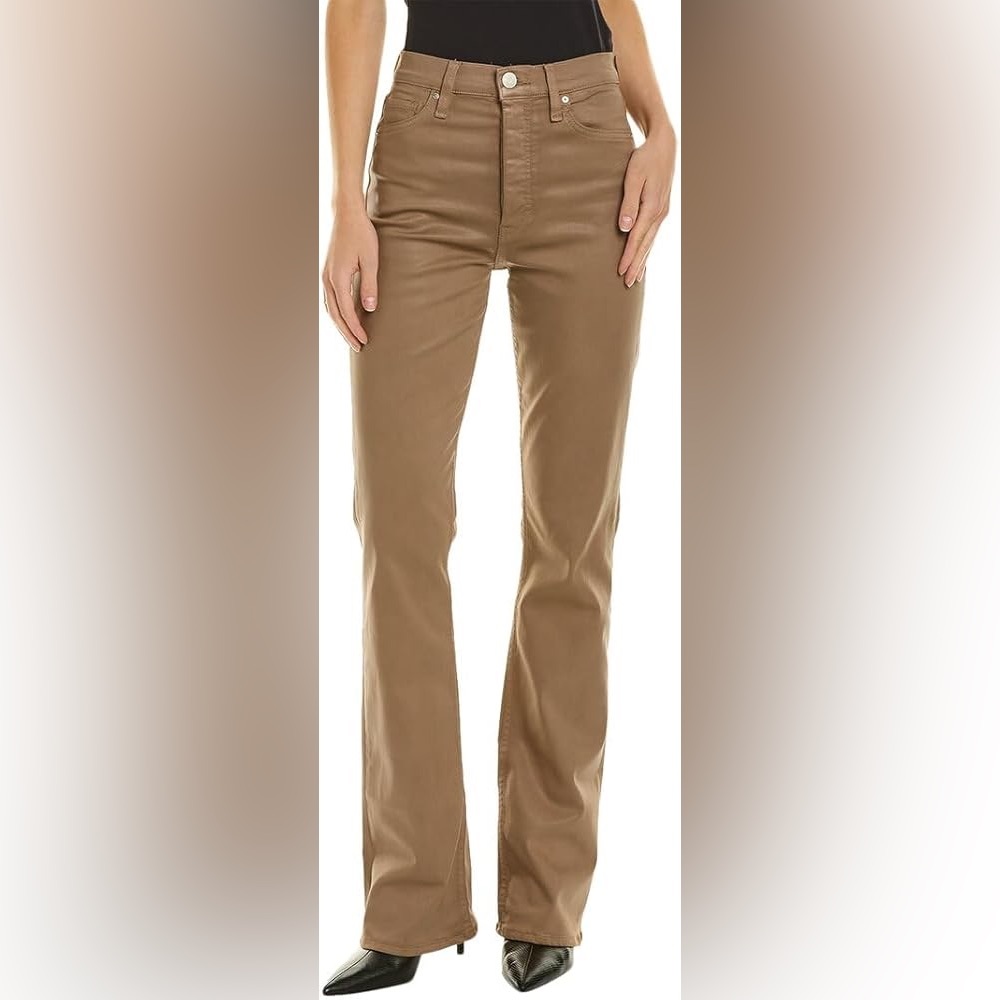 Hudson khaki coated denim 5 pocket boot cut jeans